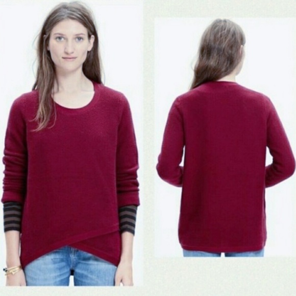 Madewell Sweaters - Madewell Maroon Long Sleeve Faux Wrap Sweater
